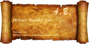 Anton Benáta névjegykártya